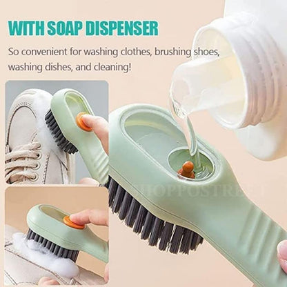 Soap Dispensing Cleaning Brush with Handle – For Shoes & Clothes