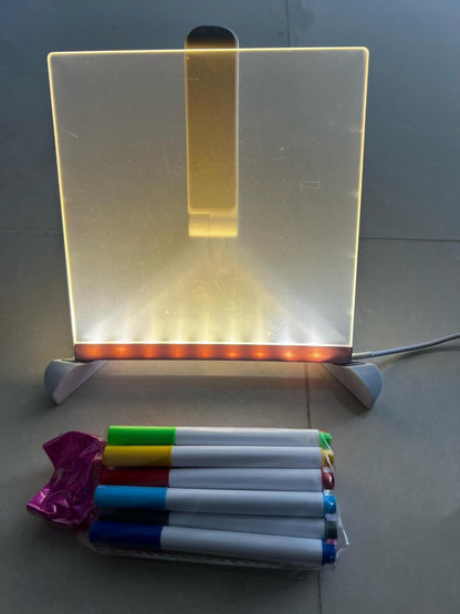 3D LED Light Glass Acrylic Writing Pad with 7 Pens