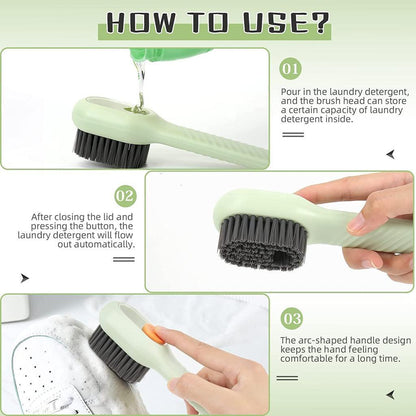Soap Dispensing Cleaning Brush with Handle – For Shoes & Clothes