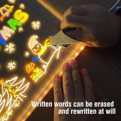 3D LED Light Glass Acrylic Writing Pad with 7 Pens