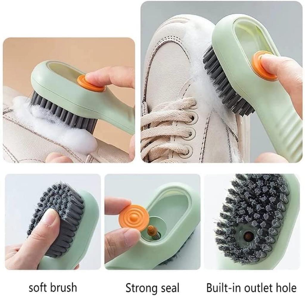 Soap Dispensing Cleaning Brush with Handle – For Shoes & Clothes