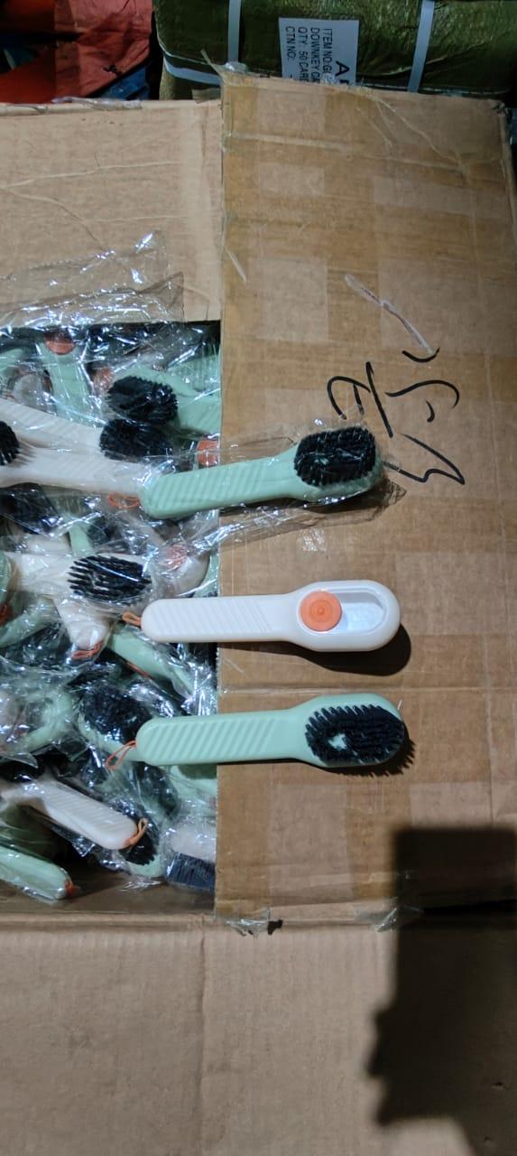 Soap Dispensing Cleaning Brush with Handle – For Shoes & Clothes