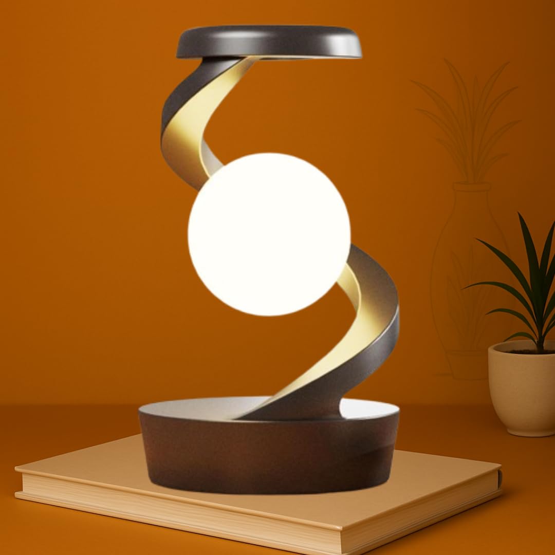Rotating Magnetic Levitation LED Lamp – Warm White with RGB Modes