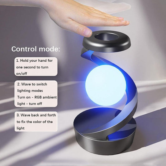 Rotating Magnetic Levitation LED Lamp – Warm White with RGB Modes