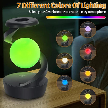 Rotating Magnetic Levitation LED Lamp – Warm White with RGB Modes