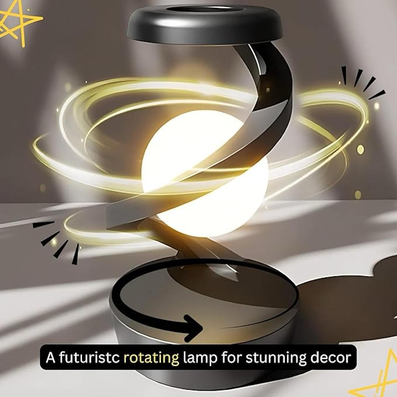 Rotating Magnetic Levitation LED Lamp – Warm White with RGB Modes